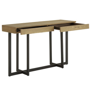 Nadian Console Table with Two Drawers Mdf Top Metal Base for Entryway Living Room