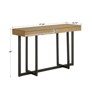 Nadian Console Table with Two Drawers Mdf Top Metal Base for Entryway Living Room
