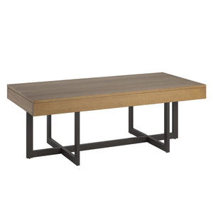 Nadian Modern Coffee Table with Storage Drawers and Powder-coated Metal Base