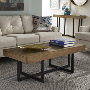 Nadian Modern Coffee Table with Storage Drawers and Powder-coated Metal Base