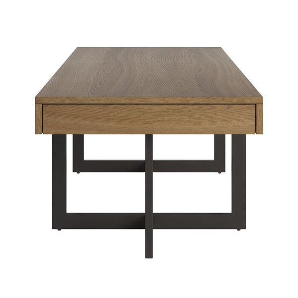 Nadian Modern Coffee Table with Storage Drawers and Powder-coated Metal Base