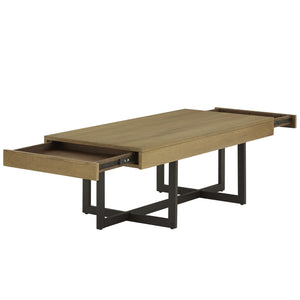 Nadian Modern Coffee Table with Storage Drawers and Powder-coated Metal Base