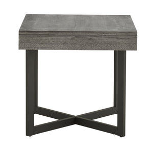 Nadian Modern End Table with Drawer Metal Base and Wood Grain Mdf Top for Living Room