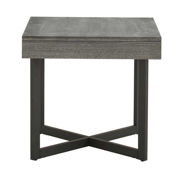 Nadian Modern End Table with Drawer Metal Base and Wood Grain Mdf Top for Living Room