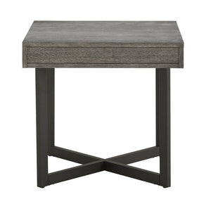 Nadian Modern End Table with Drawer Metal Base and Wood Grain Mdf Top for Living Room