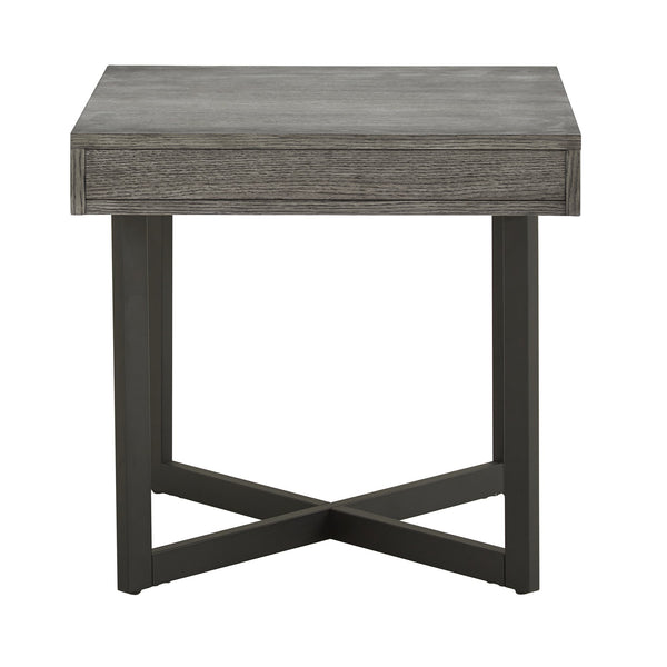 Nadian Modern End Table with Drawer Metal Base and Wood Grain Mdf Top for Living Room