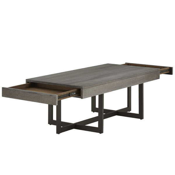 Nadian Modern Coffee Table with Storage Drawers and Powder-coated Metal Base