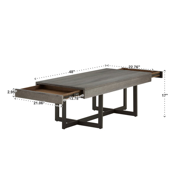 Nadian Modern Coffee Table with Storage Drawers and Powder-coated Metal Base