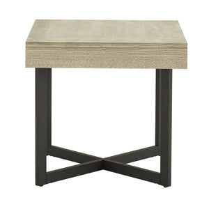 Nadian Modern End Table with Drawer Metal Base and Wood Grain Mdf Top for Living Room