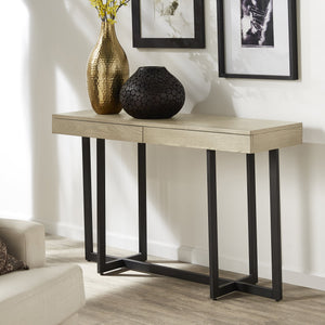 Nadian Console Table with Two Drawers Mdf Top Metal Base for Entryway Living Room