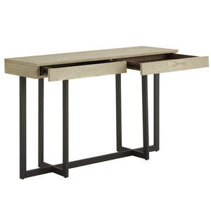 Nadian Console Table with Two Drawers Mdf Top Metal Base for Entryway Living Room