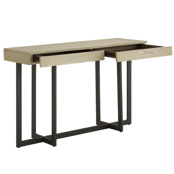 Nadian Console Table with Two Drawers Mdf Top Metal Base for Entryway Living Room