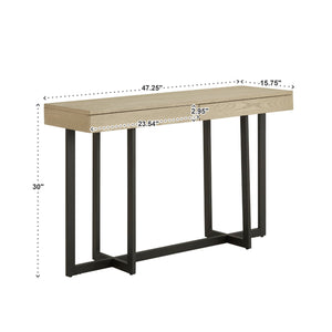 Nadian Console Table with Two Drawers Mdf Top Metal Base for Entryway Living Room