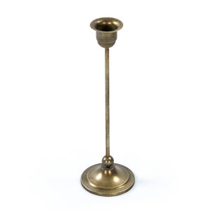 Zentique Abelard Tall Iron Candle Holder — Sculptural Minimalist Taper Candlestick, Matte Distressed Finish EAC132374