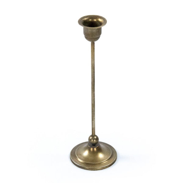 Zentique Abelard Tall Iron Candle Holder — Sculptural Minimalist Taper Candlestick, Matte Distressed Finish EAC132374