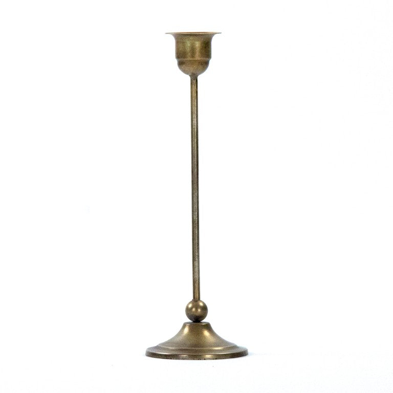 Zentique Abelard Tall Iron Candle Holder — Sculptural Minimalist Taper Candlestick, Matte Distressed Finish EAC132374