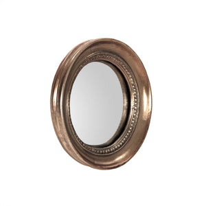 Zentique Lenka Convex Wall Mirror — Compact 7.25" Sculptural Glass with Slim Iron Frame, MDF Backing, Industrial Flair EAM11494