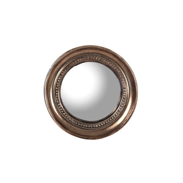 Zentique Lenka Convex Wall Mirror — Compact 7.25" Sculptural Glass with Slim Iron Frame, MDF Backing, Industrial Flair EAM11494
