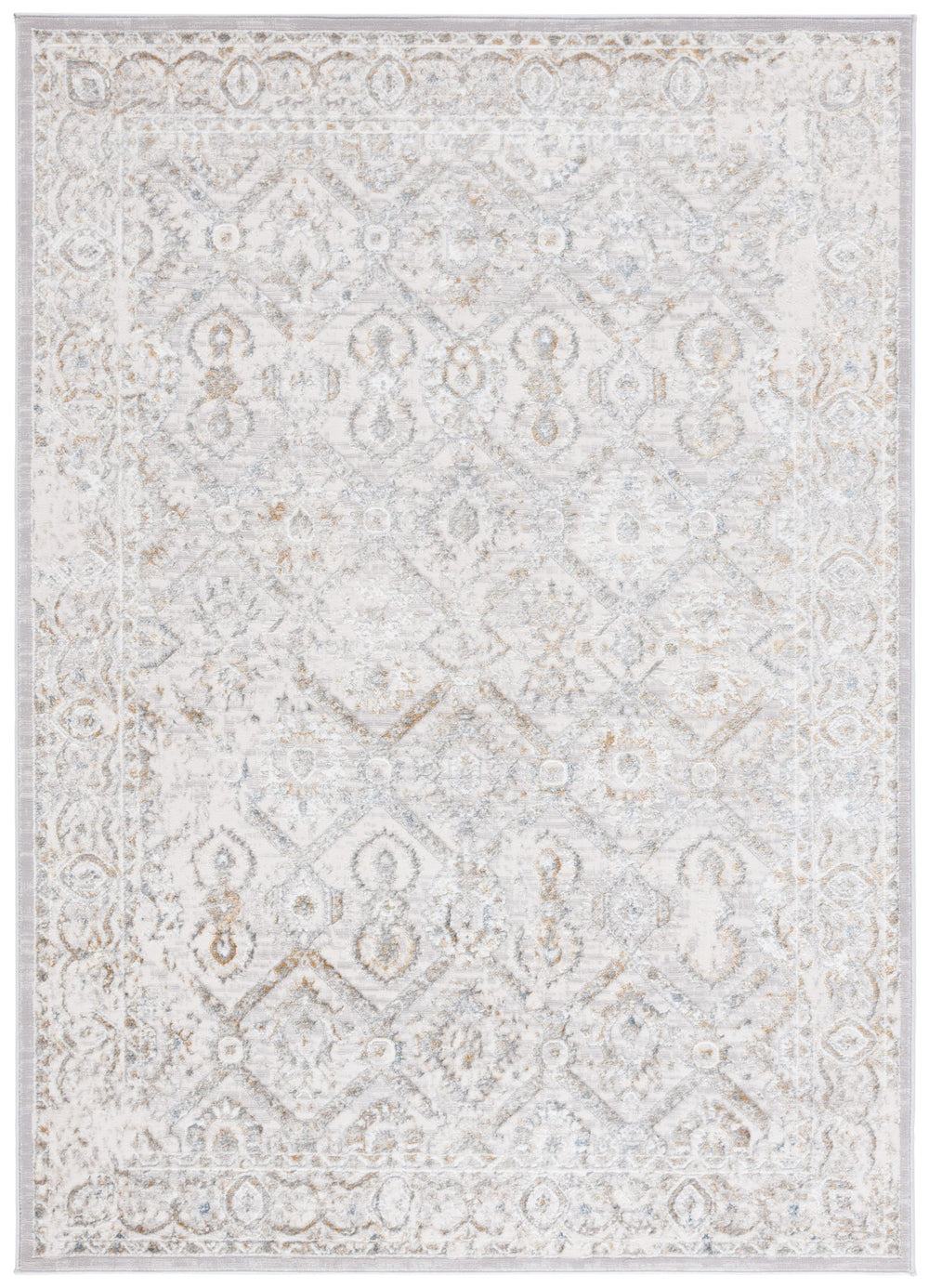 Safavieh Easton Modern Power Loomed Area Rug In Soft Ivory And Gold For Elegant Home Decor Enhancement Ivory ,Grey Gold 60% Polypropylene,40% Polyester Ean102a-7sq