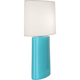 Robert Abbey Egg Blue Victor Table Lamp Egg Blue Glazed Ceramic Oval Ascot White Fabric Shade