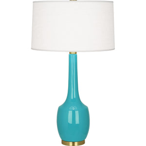 Robert Abbey Egg Blue Delilah Table Lamp Egg Blue Glazed Ceramic Oyster Linen Shade With Self-Fabric Top And Bottom Diffuser