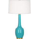 Robert Abbey Egg Blue Delilah Table Lamp Egg Blue Glazed Ceramic Oyster Linen Shade With Self-Fabric Top And Bottom Diffuser