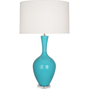 Robert Abbey Egg Blue Audrey Table Lamp Egg Blue Glazed Ceramic Fondine Fabric Shade