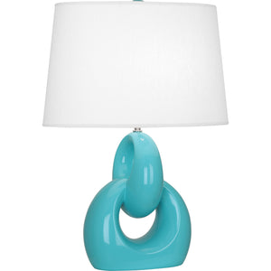 Robert Abbey Egg Blue Fusion Table Lamp Egg Blue Glazed Ceramic with Polished Nickel Accents Oval Oyster Linen Shade