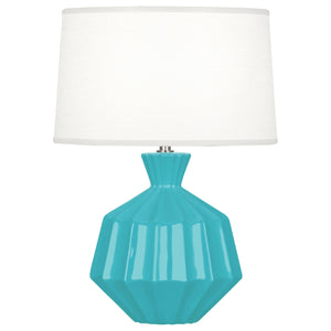 Robert Abbey Egg Blue Orion Accent Lamp Egg Blue Glazed Ceramic Oyster Linen Shade With Self Fabric Top Diffuser