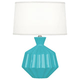 Robert Abbey Egg Blue Orion Accent Lamp Egg Blue Glazed Ceramic Oyster Linen Shade With Self Fabric Top Diffuser