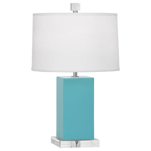 Robert Abbey Egg Blue Harvey Accent Lamp Egg Blue Glazed Ceramic Oyster Linen Shade With Self Fabric Top Diffuser