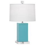 Robert Abbey Egg Blue Harvey Accent Lamp Egg Blue Glazed Ceramic Oyster Linen Shade With Self Fabric Top Diffuser