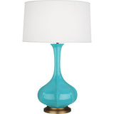 Robert Abbey Egg Blue Pike Table Lamp Egg Blue Glazed Ceramic Pearl Dupoini Fabric Shade