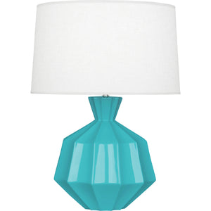 Robert Abbey Egg Blue Orion Table Lamp Egg Blue Glazed Ceramic Oyster Linen Shade With Self Fabric Top Diffuser