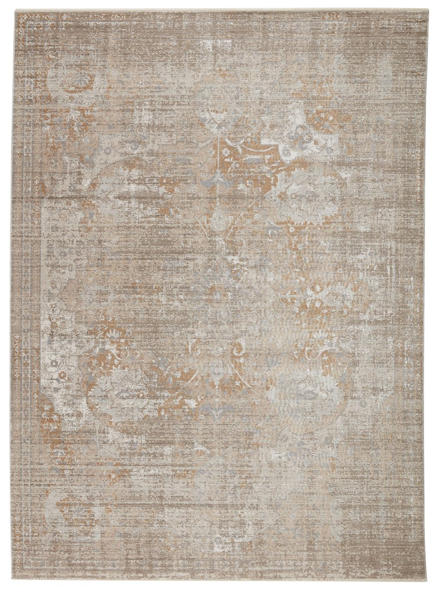 Jaipur Living En Blanc Aubin Ebc02 Powerloomed Machinemade 70% Polyester 30% Viscose Vintage Vintage Look Indoor Rug Gray, Gold 70% Polyester 30% Viscose Rug148928
