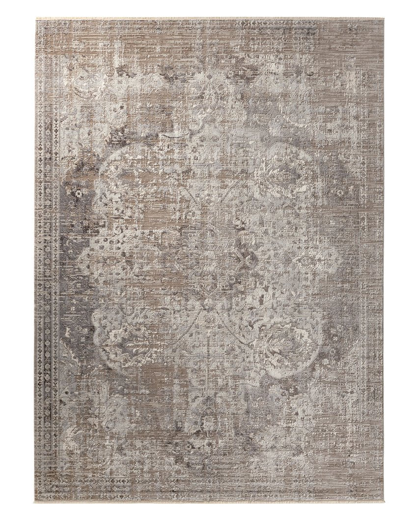 Jaipur Living En Blanc Ginevra Ebc04 Powerloomed Machinemade 60% Polyester 40% Viscose Vintage Medallion Indoor Rug Gray, Taupe 60% Polyester 40% Viscose Rug151499