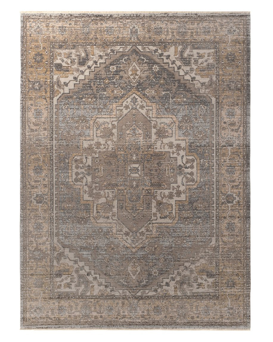 Jaipur Living En Blanc Venn Ebc05 Powerloomed Machinemade 55% Viscose 45% Polyester Traditional Medallion Indoor Rug Gray, Gold 55% Viscose 45% Polyester Rug151500