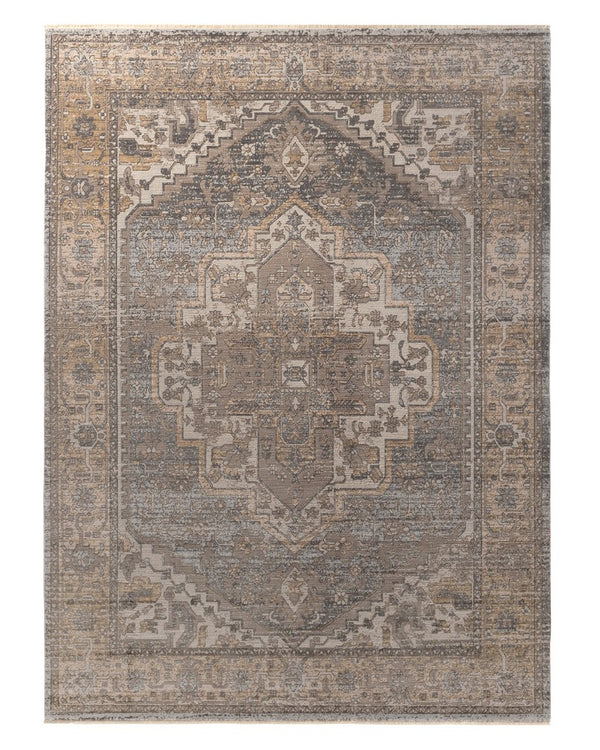 Jaipur Living En Blanc Venn Ebc05 Powerloomed Machinemade 55% Viscose 45% Polyester Traditional Medallion Indoor Rug Gray, Gold 55% Viscose 45% Polyester Rug151500