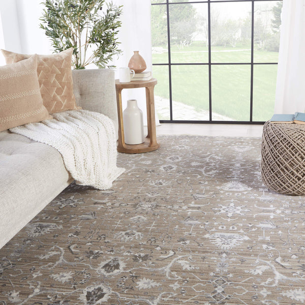 Jaipur Living Vibe by Jaipur Living Fionn Vintage Brocade Polyester Viscose Neutral Area Rug 8'10"X12'7" RUG148911