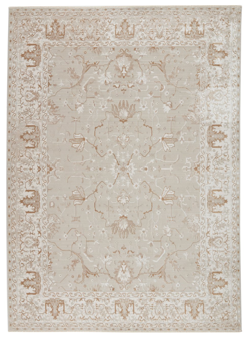 Jaipur Living En Blanc Dhaval Ebc09 Powerloomed Machinemade 54% Polyester 46% Viscose Traditional Vintage Look Indoor Rug Light Gray, Gold 54% Polyester 46% Viscose Rug151504
