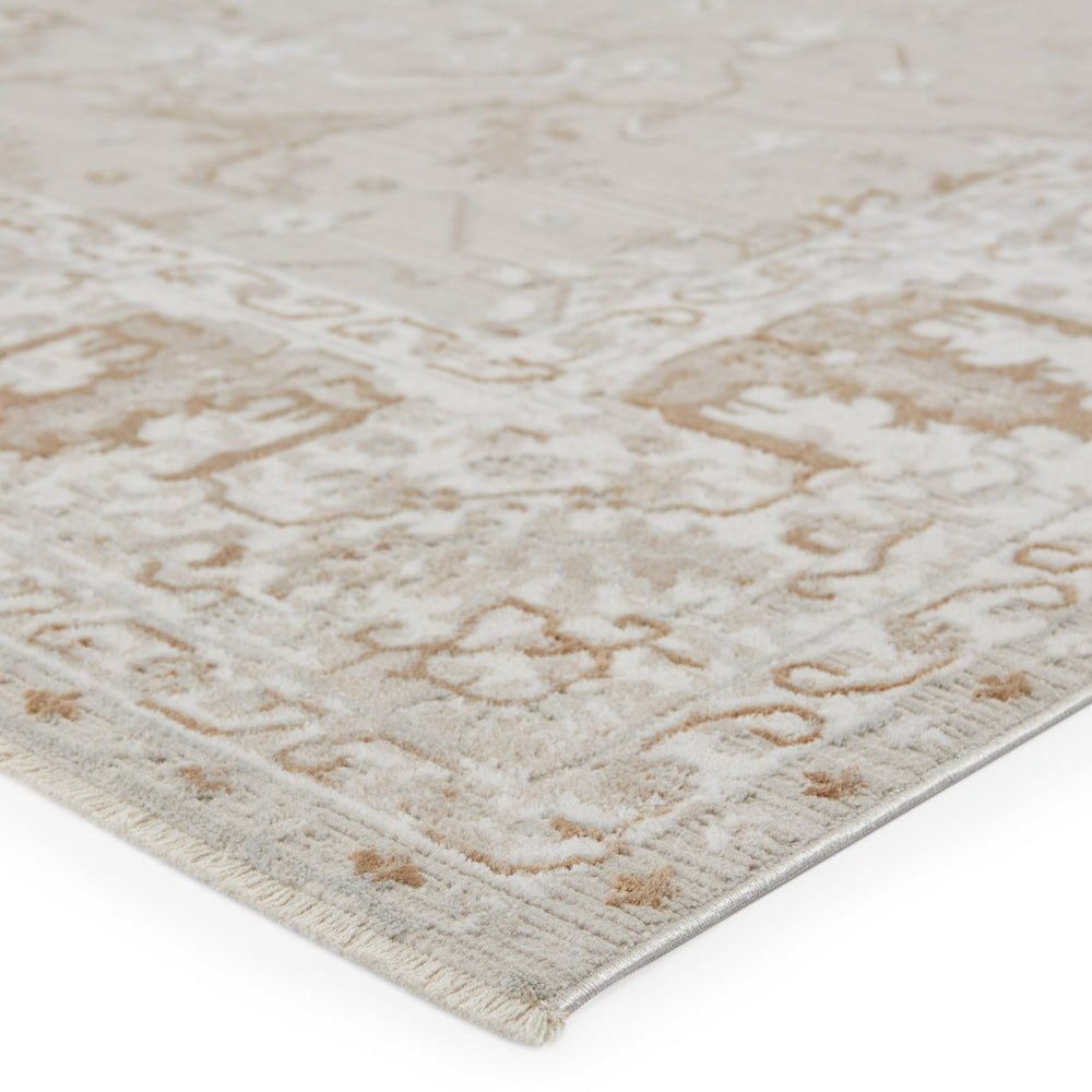 Jaipur Living En Blanc Dhaval Ebc09 Powerloomed Machinemade 54% Polyester 46% Viscose Traditional Vintage Look Indoor Rug Light Gray, Gold 54% Polyester 46% Viscose Rug151504