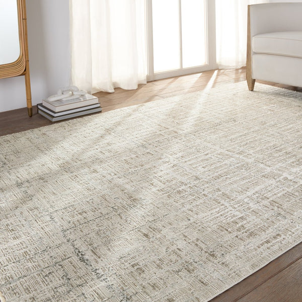 Jaipur Living En Blanc Sovis Ebc10 Powerloomed Machinemade 50% Polyester 50% Viscose Abstract Abstract Indoor Rug Gray, Ivory 50% Polyester 50% Viscose Rug153353
