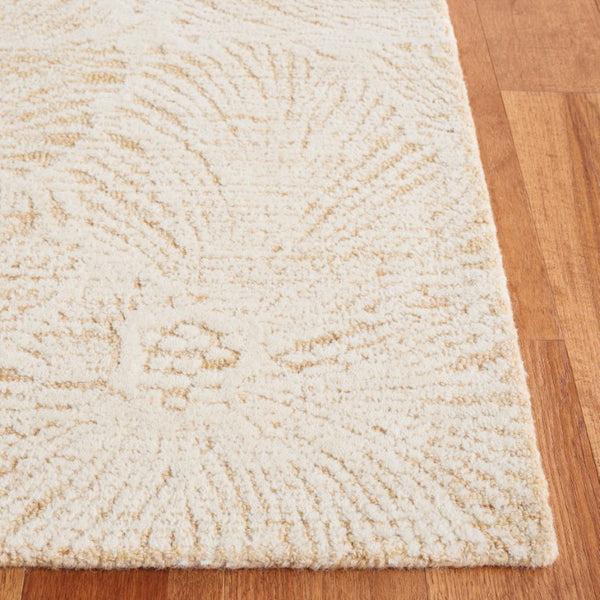 Safavieh Ebony Hand Tufted Wool Floral Area Rug Ornate Ivory Pile for Living or Bedroom Gold 10'-0" x 14'-0" EBN101D-10