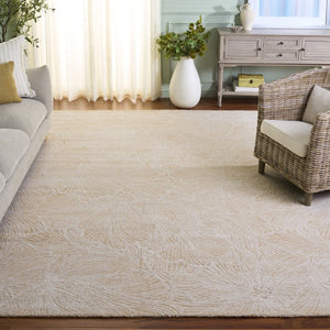 Safavieh Ebony Hand Tufted Wool Floral Area Rug Ornate Ivory Pile for Living or Bedroom Gold 10'-0" x 14'-0" EBN101D-10