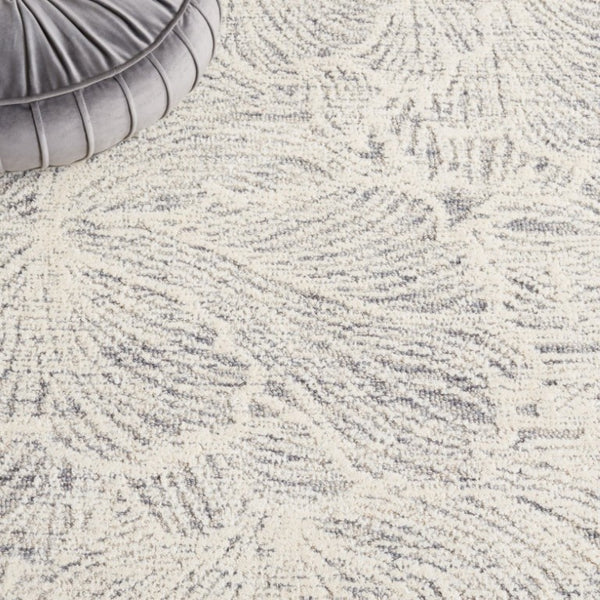 Safavieh Ebony Hand Tufted Wool Floral Area Rug Ornate Ivory Pile for Living or Bedroom Gray 9'-0" x 12'-0" EBN101F-9
