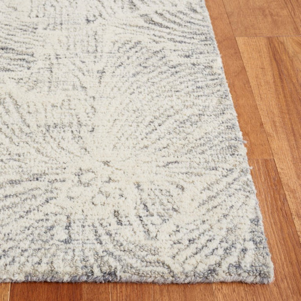 Safavieh Ebony Hand Tufted Wool Floral Area Rug Ornate Ivory Pile for Living or Bedroom Gray 9'-0" x 12'-0" EBN101F-9