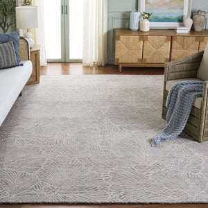 Safavieh Ebony Hand Tufted Wool Floral Area Rug Ornate Ivory Pile for Living or Bedroom Gray 9'-0" x 12'-0" EBN101F-9