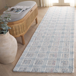 Safavieh Ebony Hand‑Tufted 9X12 Wool Rug In Blue & Ivory Geometric Pattern — Soft Durable Low‑Profile 3/8" EBN119A-9