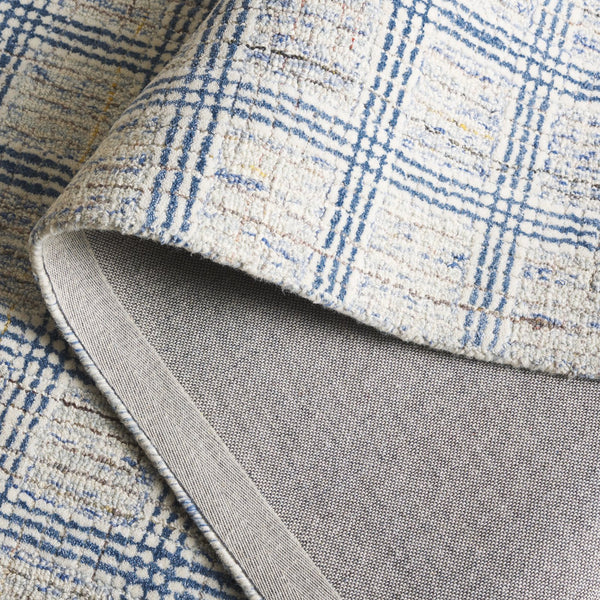 Safavieh Ebony Hand‑Tufted 9X12 Wool Rug In Blue & Ivory Geometric Pattern — Soft Durable Low‑Profile 3/8" EBN119A-9