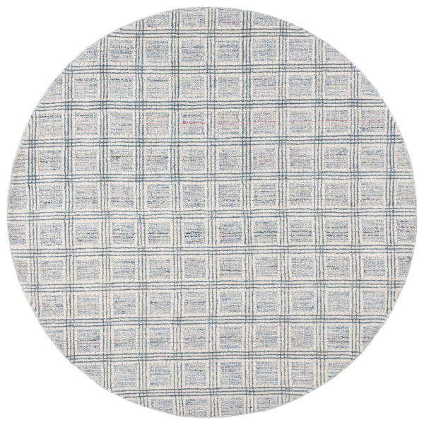 Safavieh Ebony Hand‑Tufted 9X12 Wool Rug In Blue & Ivory Geometric Pattern — Soft Durable Low‑Profile 3/8" EBN119A-9